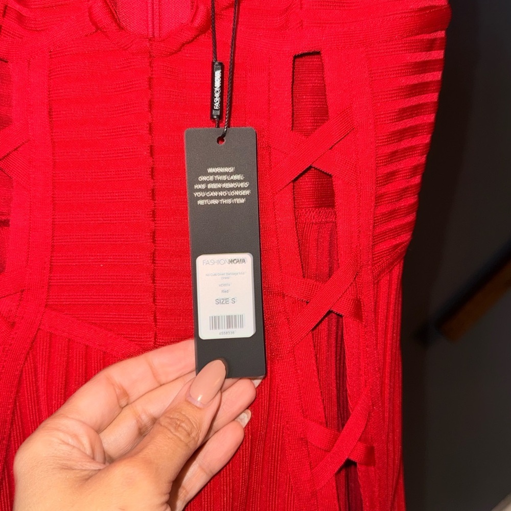 Fashion Nova - No Cuts Given Bandage Midi Dress - Red - Picture 13 of 13